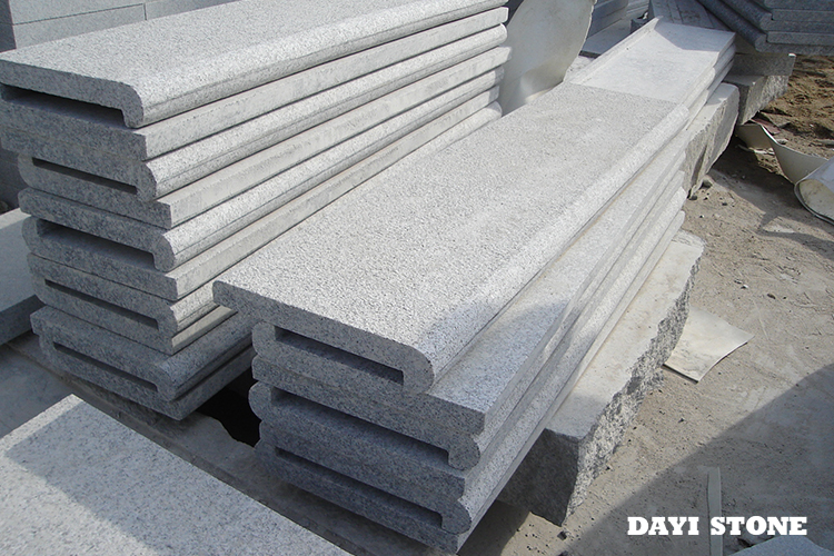 Swimming Pool Light Grey Granite G603-10 Top and front edge bullnose bushhammered 100x30x6cm - Dayi Stone